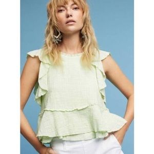 🌻Anthropologie Maeve pale green cascade blouse